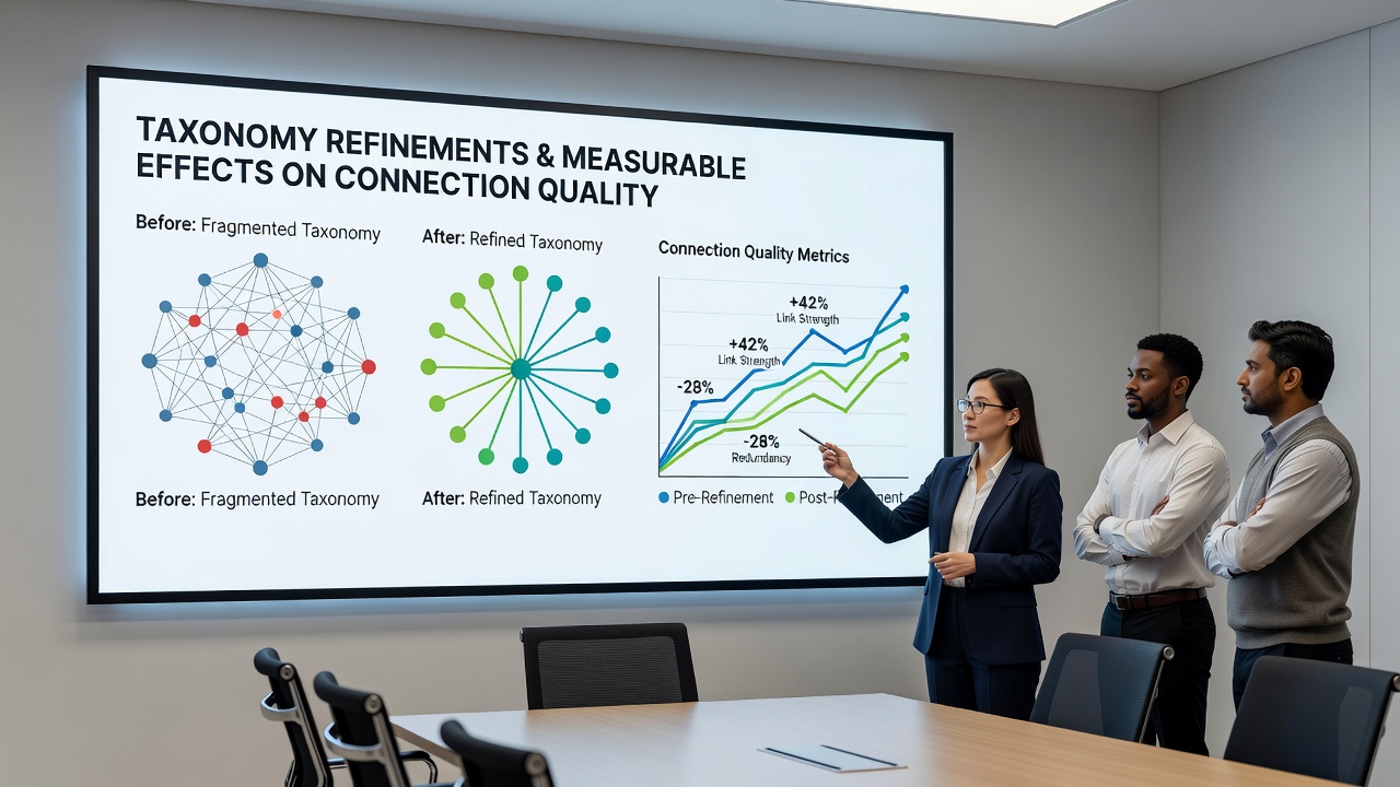Analytics dashboard displaying improved connection metrics following taxonomy updates